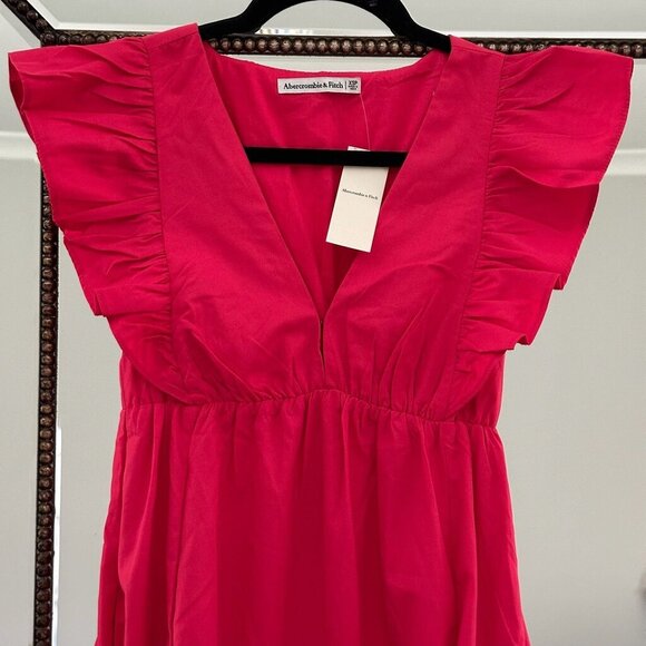Abercrombie V-Neck Ruffle Sleeve MidiDress Size XSP - Picture 4 of 6